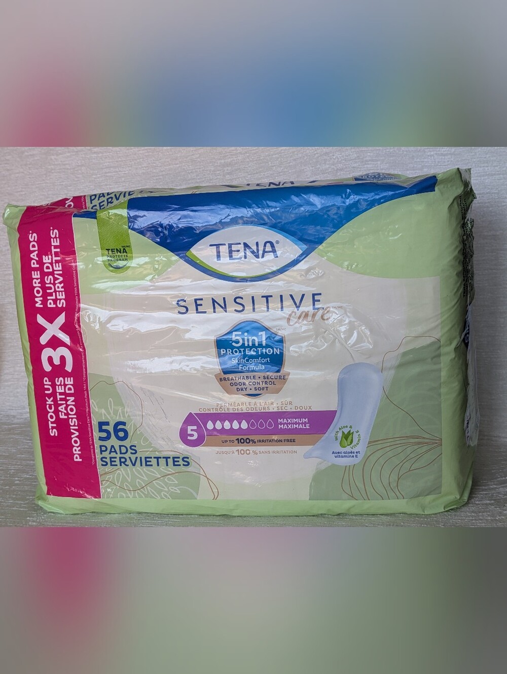 TENA Sensitive Care Incontinence Maxi- 56 Pads 5 Drops Maximum